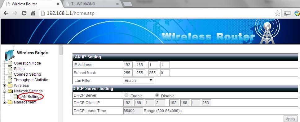 4. Wireless settings Wireless settings in bridge mode is no difference than Gateway mode.