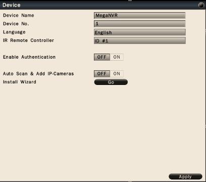 6.4 System Settings 6.4.1 Device Setting In the System-Device menu, user can configure the device related settings. Device Name Input the name for the NVR. Device No. Input the number for the NVR.