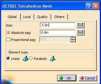 The second method is to double click on the branch OCTREE Tetrahedron Mesh in the design tree. Both methods will open up the OCTREE Tetrahedron Mesh box.