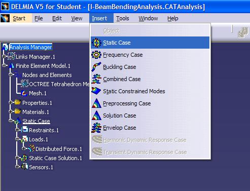 Once the Static Case box appears, select OK and you will notice that the design tree expands with another Static Case. 2) Restraints Add Restraints as before in the bending tutorial.