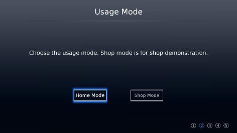 Usage Mode - Press LEFT/RIGHT navigation button to select Home or Shop mode. - Press OK to confirm selection and enter next page.