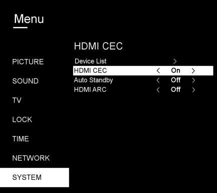 7.13 HDMI CEC To use HDMI CEC function: - Make sure the HDMI device (Amplifier, etc.) is connected correctly. - Press SOURCE button on the unit or remote control to select HDMI input source.