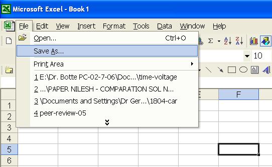 Formatting toolbar Row number Drawing toolbar Column label Cell K4 Worksheet Saving a File To save a file click on the File drop up window and select save as as shown below By