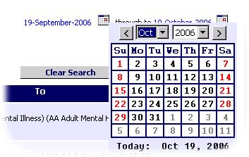 To search for a patient out side of the set date range click on the calendar icon and reset the date: Click here to open the calendar