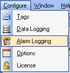 Chapter 5 Chapter 5 - Alarming Configure Alarm Logging Step 1 Task Start Configure OPC Systems application. 2 Select Configure-Alarm Logging.