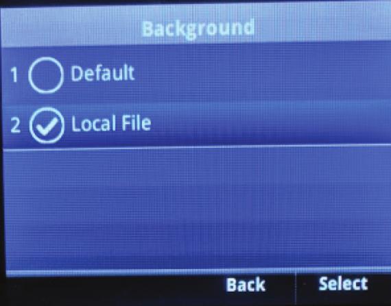 USB Background images (VVX 401, VVX 411 only) From the Background menu you can select the Local File