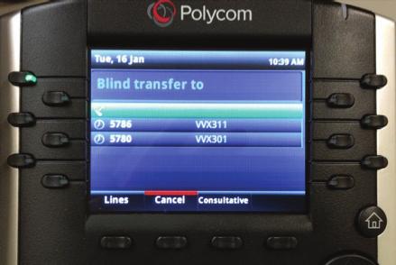 When on a live call that needs to be transferred, press and hold the Transfer soft key. 2.