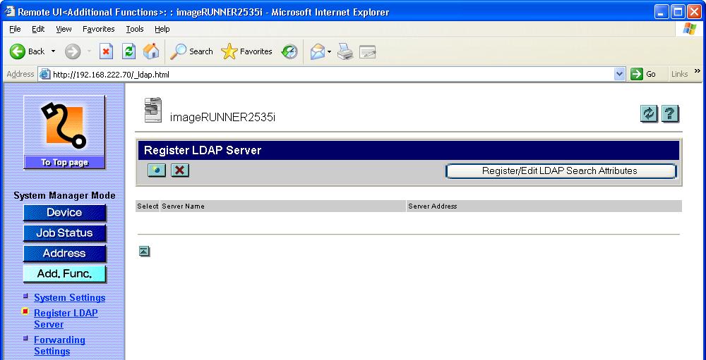 Editing the LDAP Server Settings You can manage the LDAP server settings.