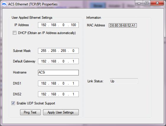 1 Setup IP Address Depending on your ACS Drive Type, you may have different configuration options for the Configure Ethernet tool menu.