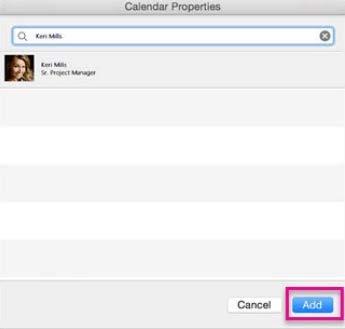 Type the name of the person you want to share the calendar with in the Search box, then click