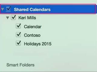 4. The shared folder will appear in the left navigation pane under Shared Calendars.