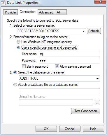 8. Verify that the SQL Server