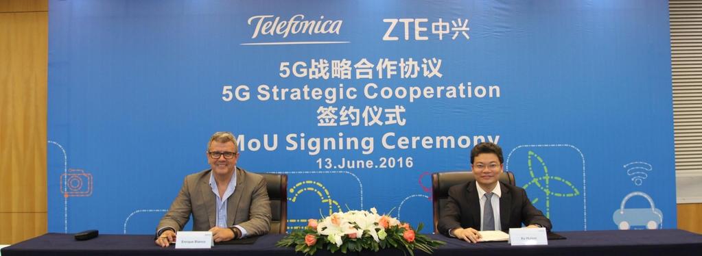 Collaboration with Telefonica ZTE signed MOU with Telefonica for 5G