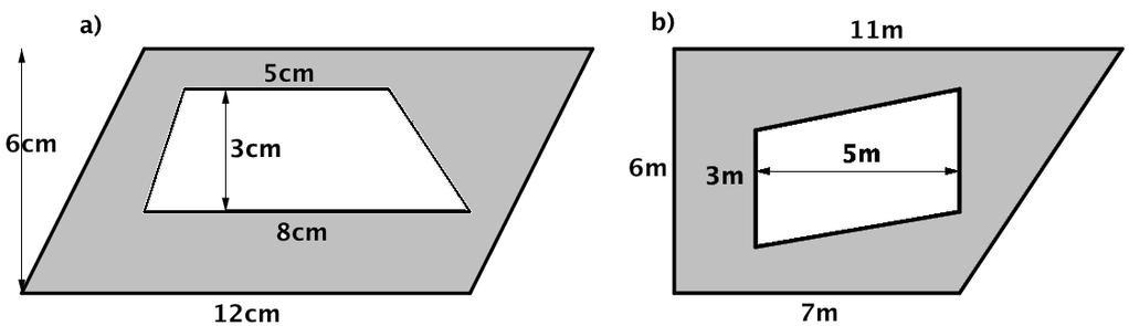 Parallelograms & Trapeziums Determine the area of these parallelograms and trapezia.