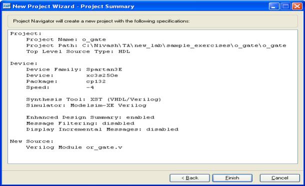 Figure 15: New Project Information window (snapshot from Xilinx ISE software) Figure 13: Creating Verilog-HDL source file (snapshot from Xilinx ISE software) From Figure 14 In the Port Name column,