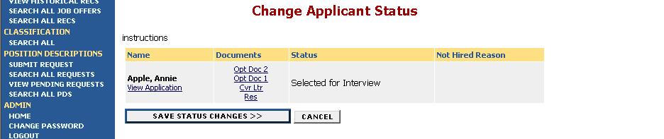 You will be returned to the Applicants tab.