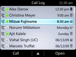Press Menu button to change the type of calls listed, choices are: View All Calls View Incoming Calls View