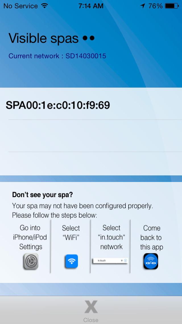 3. Tap OK again to confirm that your phone is on the same Wi-Fi network as your spa,