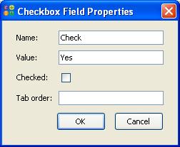 Name always enter a password. Value not used for password fields. Size indicates how many characters wide the displayed password box will be.