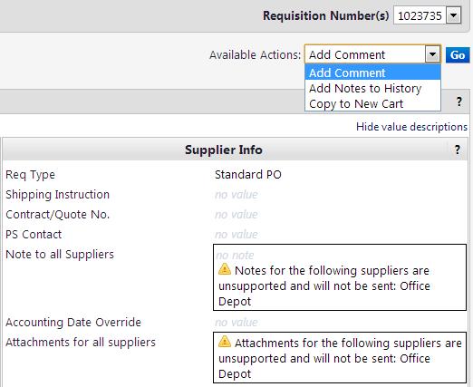 If you order the same items on a regular basis, you can copy the requisition with the items you previously ordered and submit a new order.