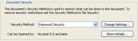 Acrobat will follow up by asking you to retype your password, verify the security options, and ask you to save the document to hold all new security options.