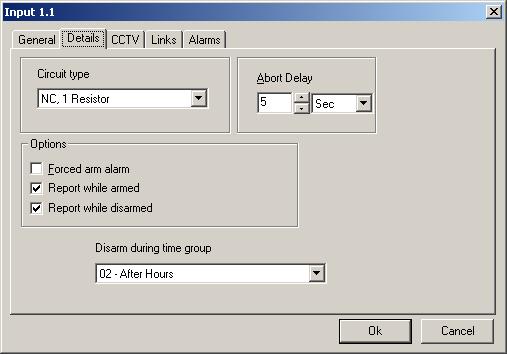 Each General Purpose Input s properties screen includes General, Details, CCTV, Links, and Alarms. Page 6 9.