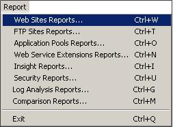 Chapter 2 2 Web Sites Reports 2.1 Connect to an IIS server IIS Server Click Web Sites Report on the New button in the toolbar. OR Select Web Sites Report from the Report menu.
