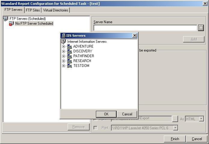 Click OK to open the Standard Report Schedule dialog.