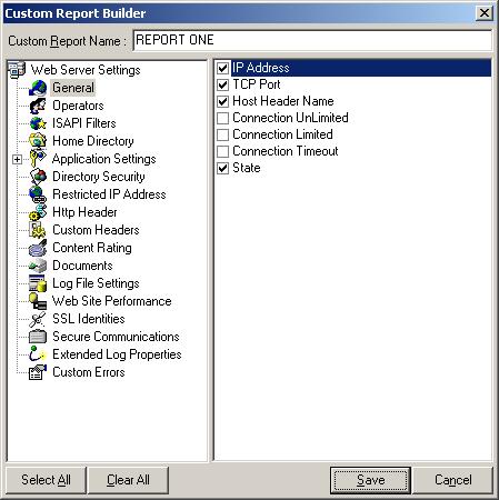 CHAPTER 2 Web Sites Reports How to create a new custom report? Click New from the Custom Report to invoke Custom Report Builder dialog box. Type the name for the custom report in Custom Report Name.