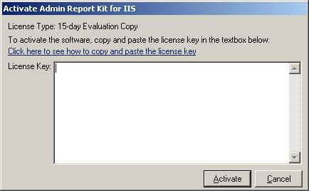 CHAPTER 1 Admin Report Kit for Internet Information Server (ARKIIS) 1.5 How to activate the software?