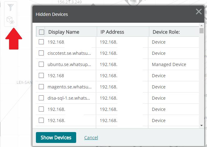 Discovery: Hiding Devices When and how to hide devices Hidden devices are removed from the discovered network map Once hidden they are not added back to the discovered map on subsequent discoveries.