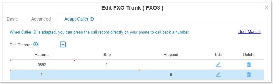8. Added support for adapting caller ID. Instruction: all the trunks on S-Series IPPBX support this feature.