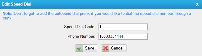 Speed Dial Speed Dial feature is available on TA400/800 that allowing you to place a call by pressing a reduced number of keys. There are 16 configurable Speed Dial templates available on TA400/800.