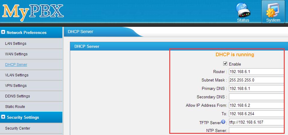 (System Network Preferences DHCP Server).