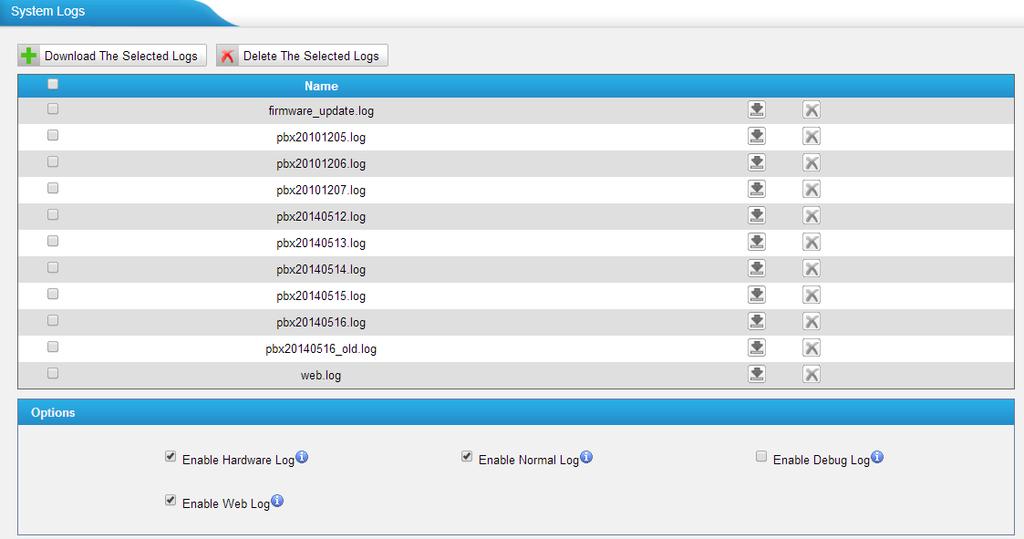 Figure 13-2 System Logs Packet Tool This feature is used to capture packets for technician.