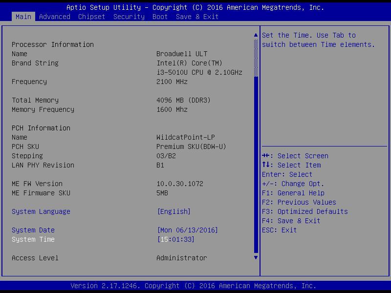 Chapter 4: BIOS Setup 4.2 Main Setup Press <Del> to enter BIOS CMOS Setup Utility. The Main setup screen is showed as following when the setup utility is entered.