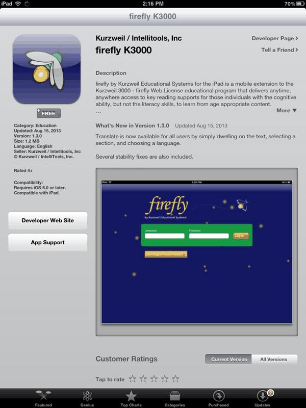 3. Tap the firefly button to open the description.