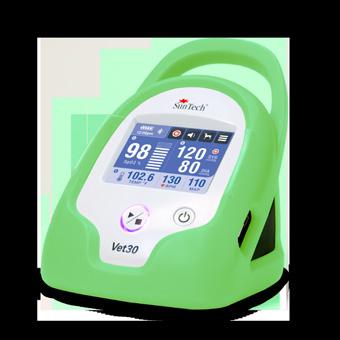 BP + Vitals Vet BP Technical Specifications The Vet30 Includes Vet30 System Monitor Protective Armour in Flamingo Pink, Peacock Blue, or Tree Frog Green Veterinary Blood Pressure Cuffs, Sizes 1-6