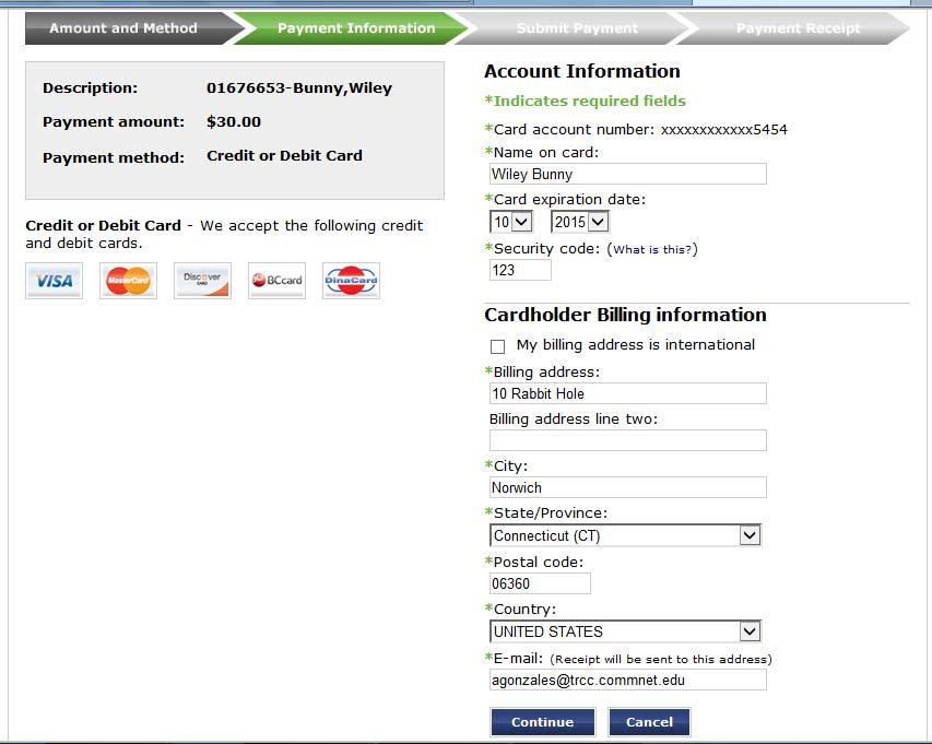 Please enter the payment and billing information for the credit card you are using. Required information is indicated by an *.