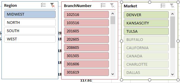 <Right Click> on the header row, Format Cells, click on the Alignment tab, and Orient the text -90 degrees. 3. Click on PivotTable Tools > Analyze > Insert Slicer.