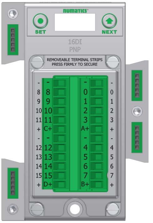 Sixteen Digital Inputs Terminal Strip Modules Specifications - Wire Size Range: 12 to 24 AWG - Strip Length: 7mm - Terminal Tightening Torque: 0.