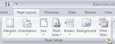 4. Open the Page Setup box again by clicking on the arrow in the lower right
