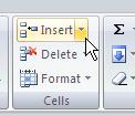 More Editing and Formatting Options To insert a row: Right-click on the row heading and choose Insert from the menu. Excel will insert a blank row just above the row you are clicking on.