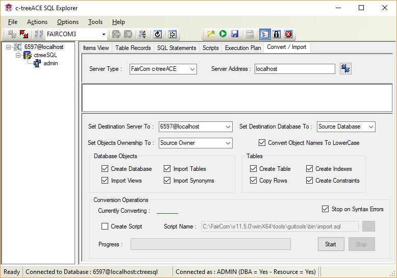 1.15 Convert / Import Tab The Convert / Import tab allows database objects to be imported and, if necessary, converted to conform to your needs.