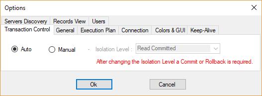1.17 Options Window The c-treeace SQL Explorer options window can be invoked by clicking Options from the menu strip.