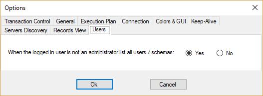 Users In V11.5 and later, you can select the behavior used for displaying users and schema in the left-tree.
