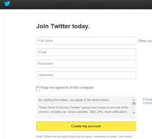1a: - Setup a Twitter Profile 1) Go to www.twitter.