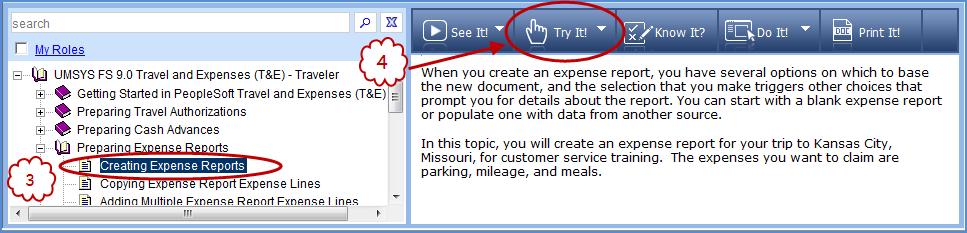 Select a topic and start the tutorial 1. Click on the plus sign to the left of the outline item to expand that section. 2.