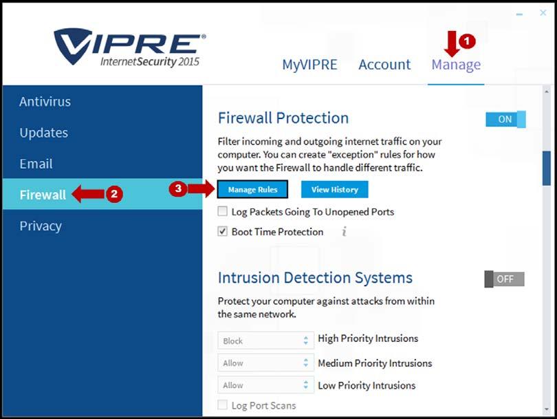 Exception for ETagent in Vipre Antivirus Firewall Vipre antivirus firewall will block the ETagent due to which it will not be able to send logs to ET manager.
