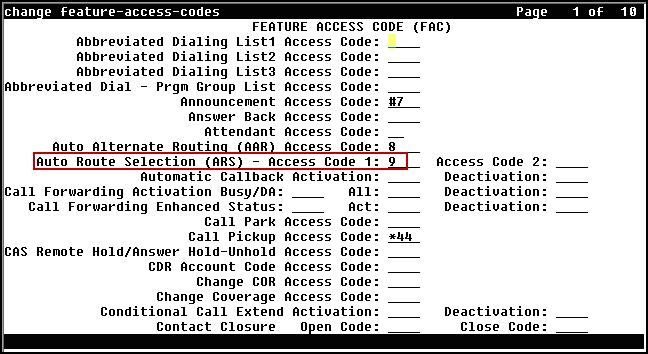 Use the change feature-access-codes command to configure